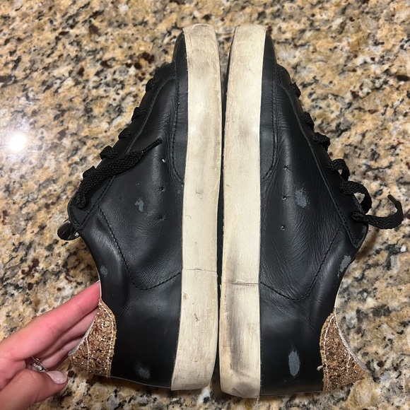 Golden Goose Superstar Leather Glitter Low-Top Sneakers Size 37 Black and Gold - Picture 8 of 11